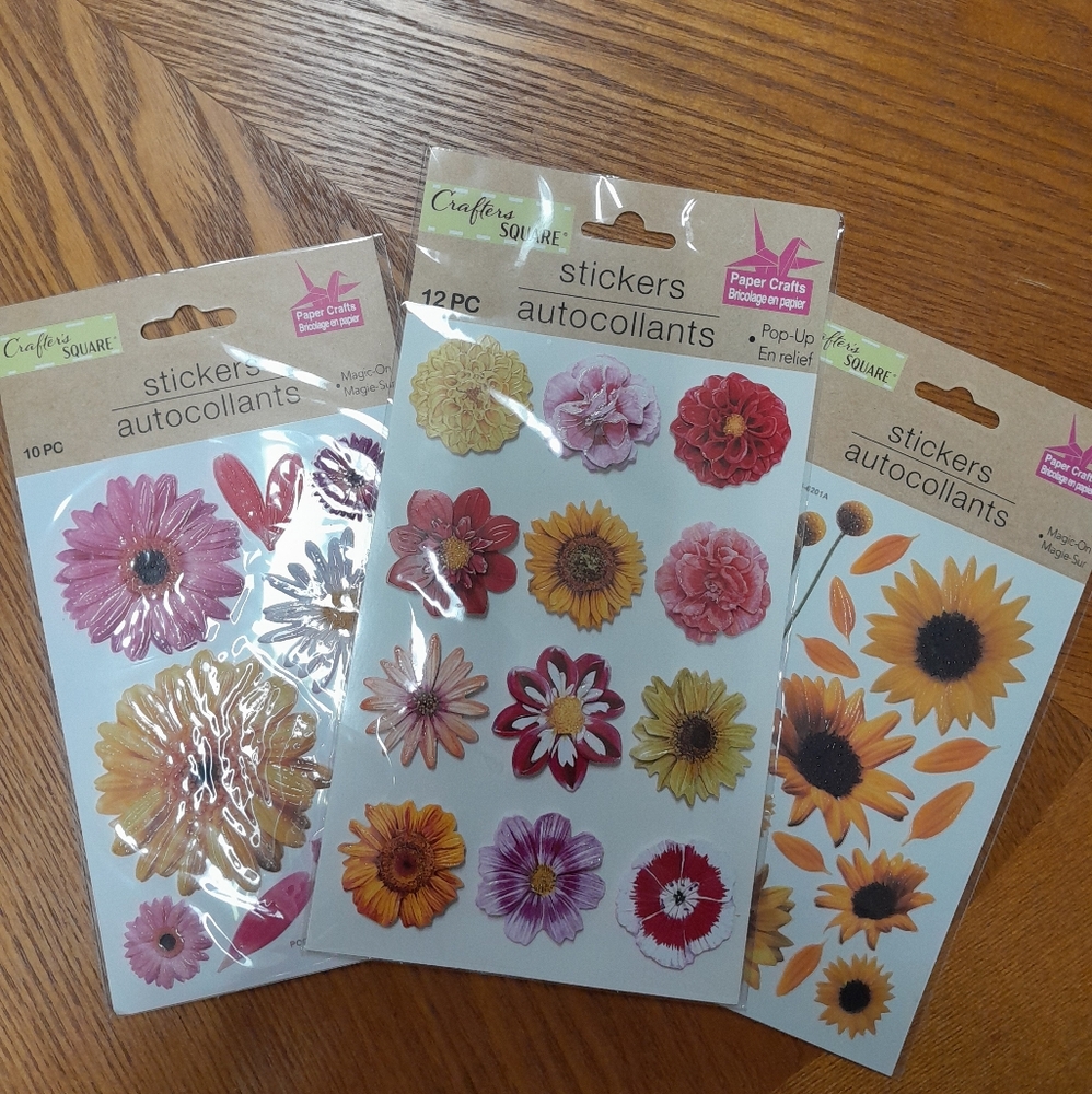 3 PKG Floral Design Stickers NWT Size:OS  Greenbrier International